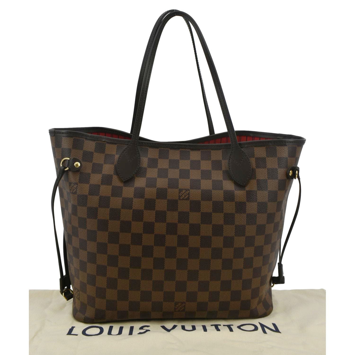 LOUIS VUITTON Neverfull MM Damier Ebene Shoulder Bag Brown