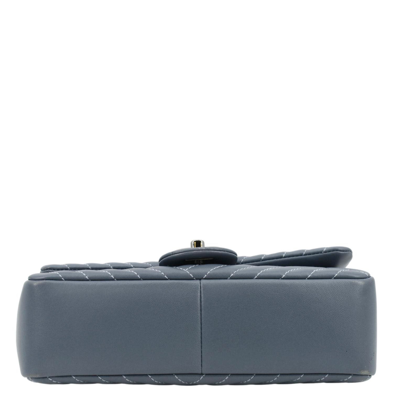 CHANEL CC Small Crossing Flap Quilted Leather Shoulder Bag Blue