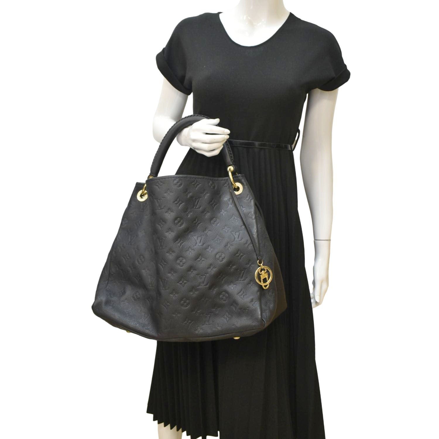 LOUIS VUITTON Artsy MM Empreinte Leather Shoulder Bag Navy Blue
