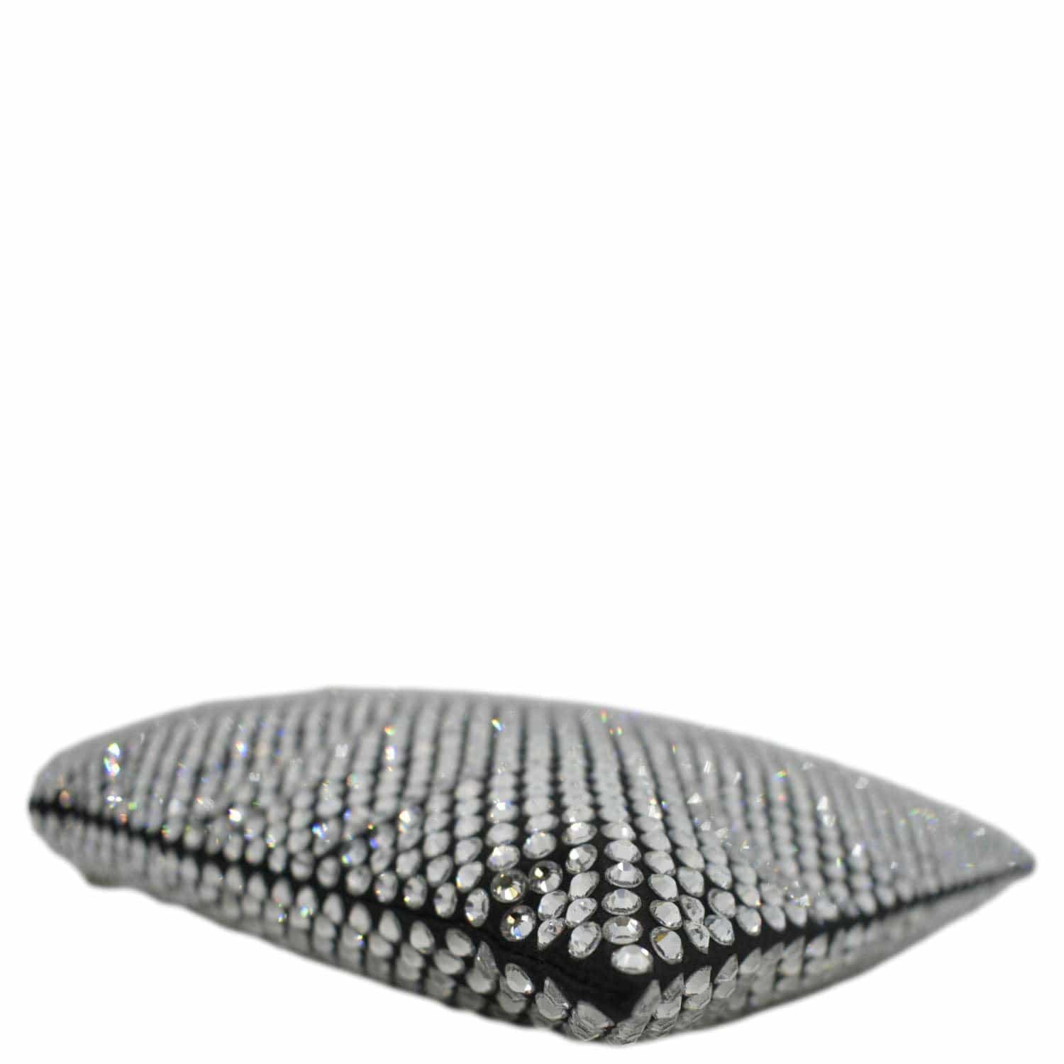 PRADA Chain Flat Mini Crystal Embellished Satin Tote Bag Silver