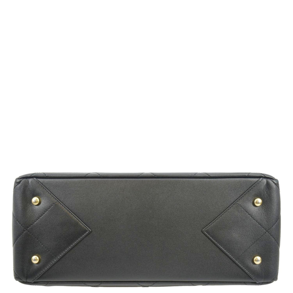 CHANEL Shopping Quilted Leather Tote Bag Black