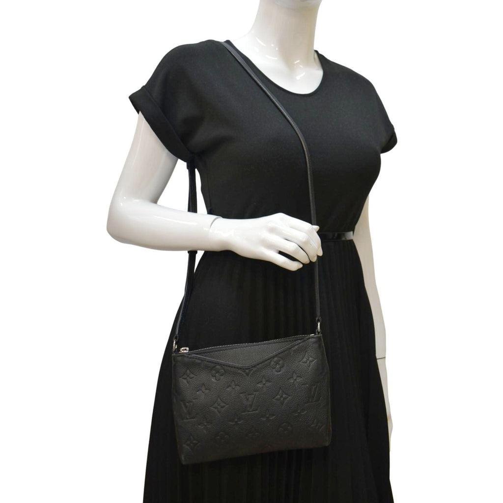 LOUIS VUITTON Pallas Monogram Empreinte Clutch Crossbody Bag Black