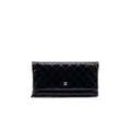 Chanel Patent Leather Fold Over Clutch Black