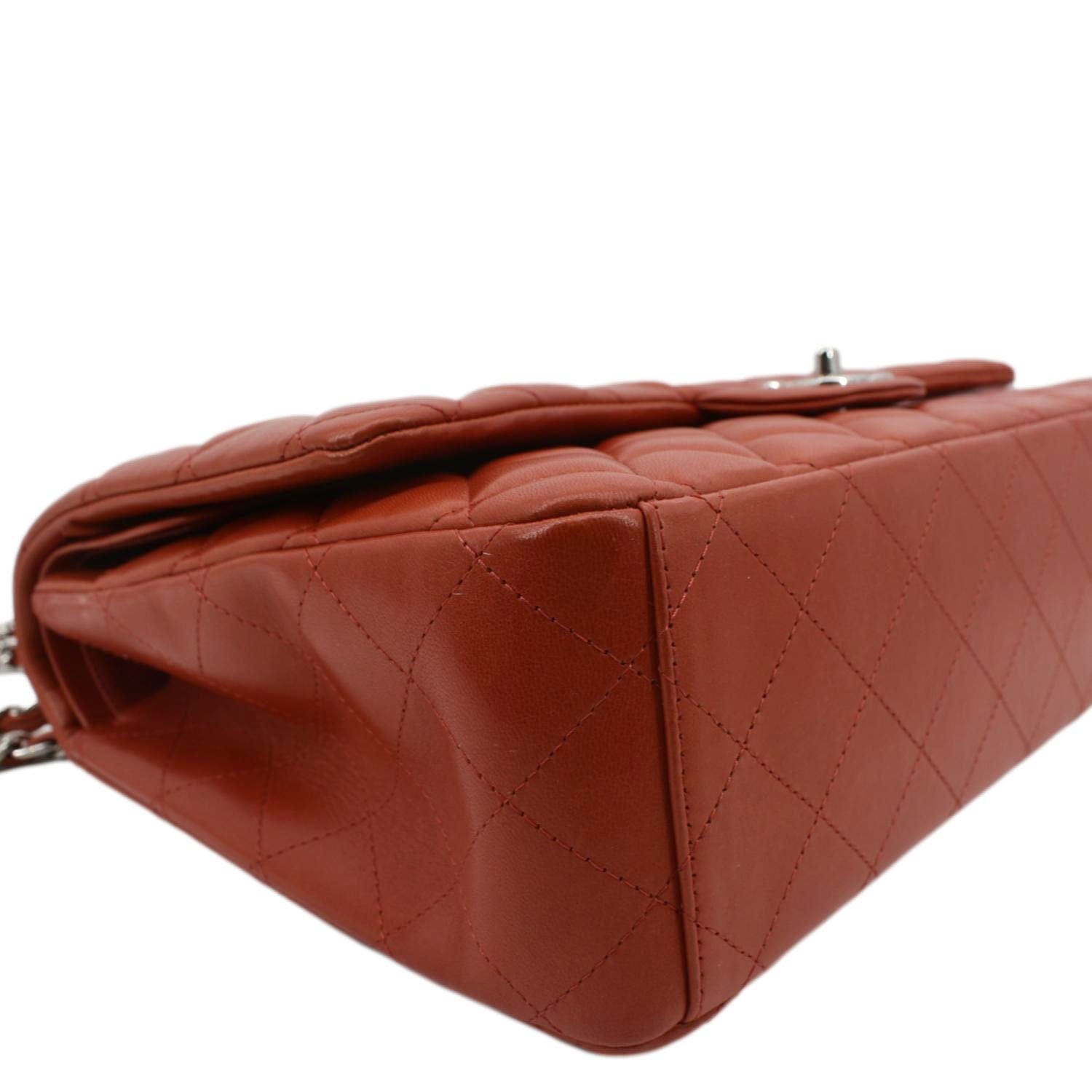 CHANEL Classic Maxi Double Flap Quilted Leather Shoulder Bag Red