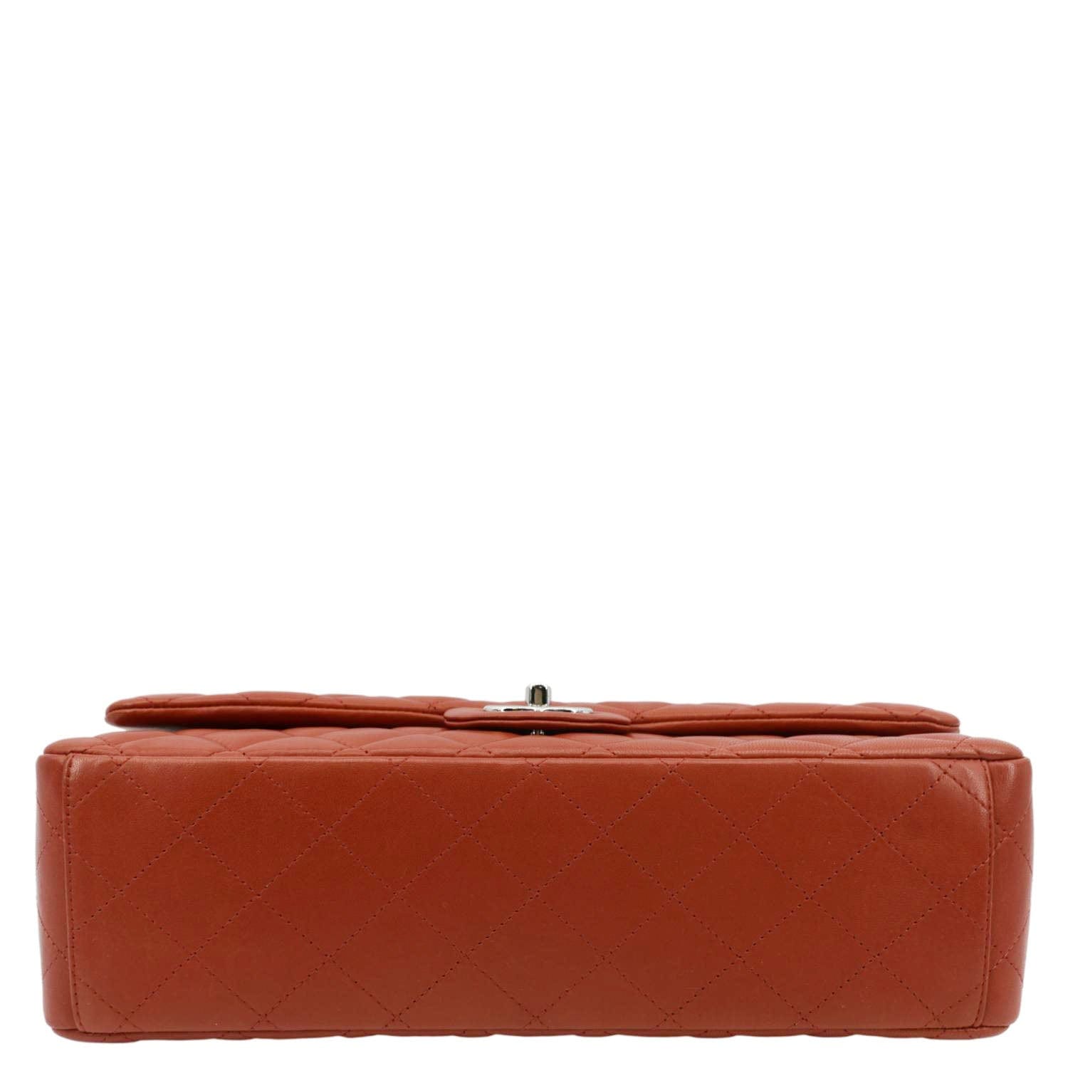 CHANEL Classic Maxi Double Flap Quilted Leather Shoulder Bag Red