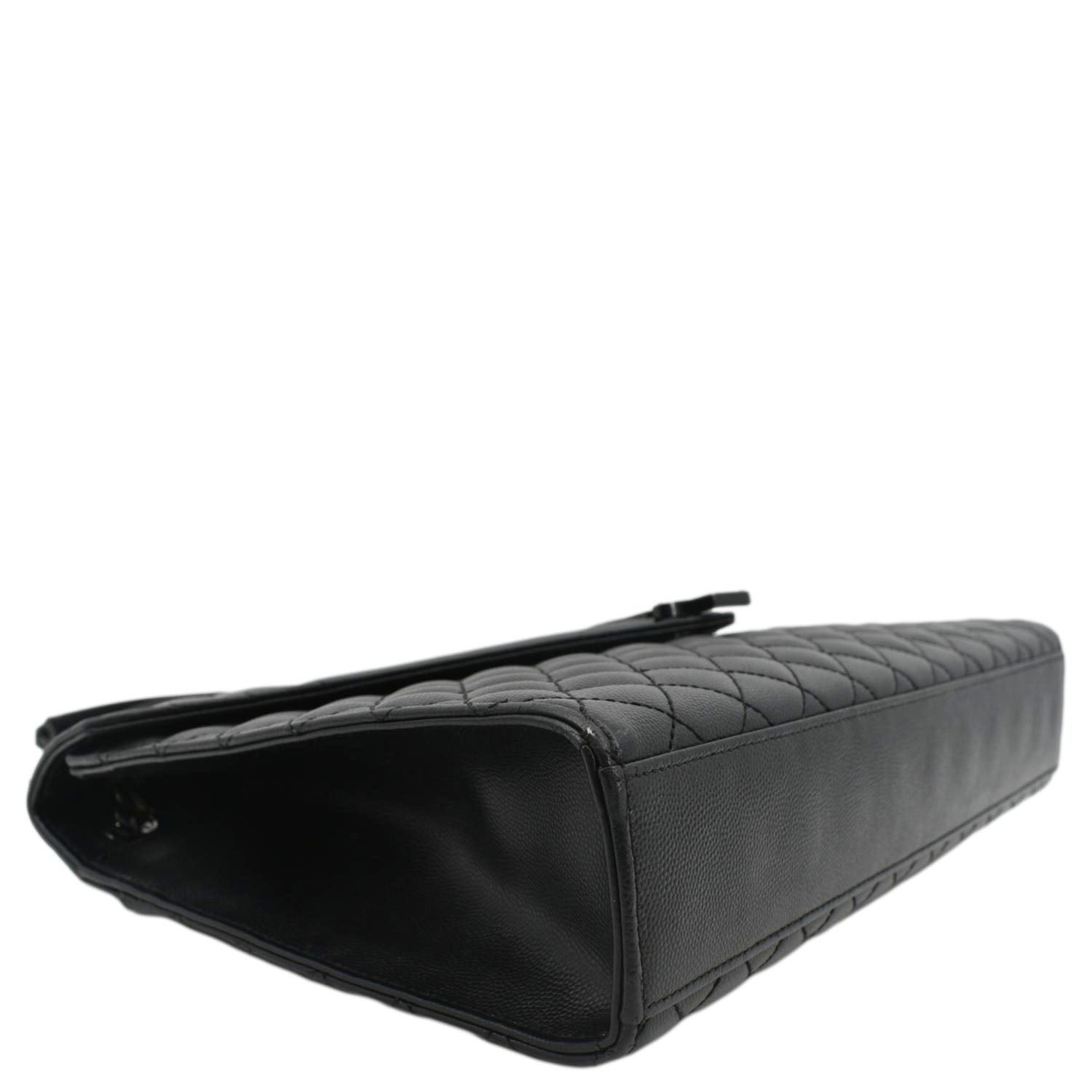 YVES SAINT LAURENT Envelope Mix Matelassé Chain Leather Shoulder Bag Black