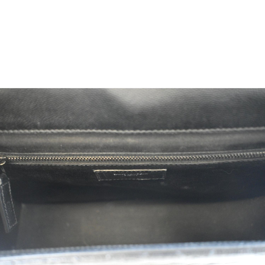 YVES SAINT LAURENT Envelope Mix Matelassé Chain Leather Shoulder Bag Black