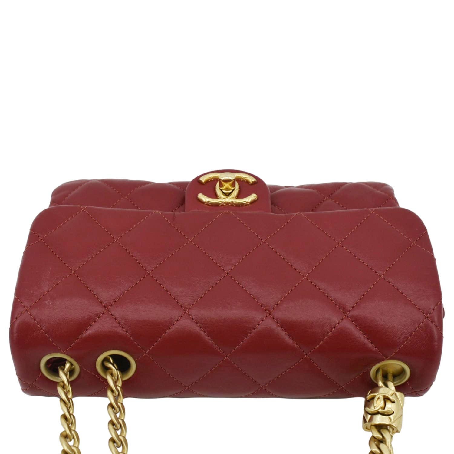 CHANEL Small Pillow Crush Flap Quilted Leather Shoulder Bag Red