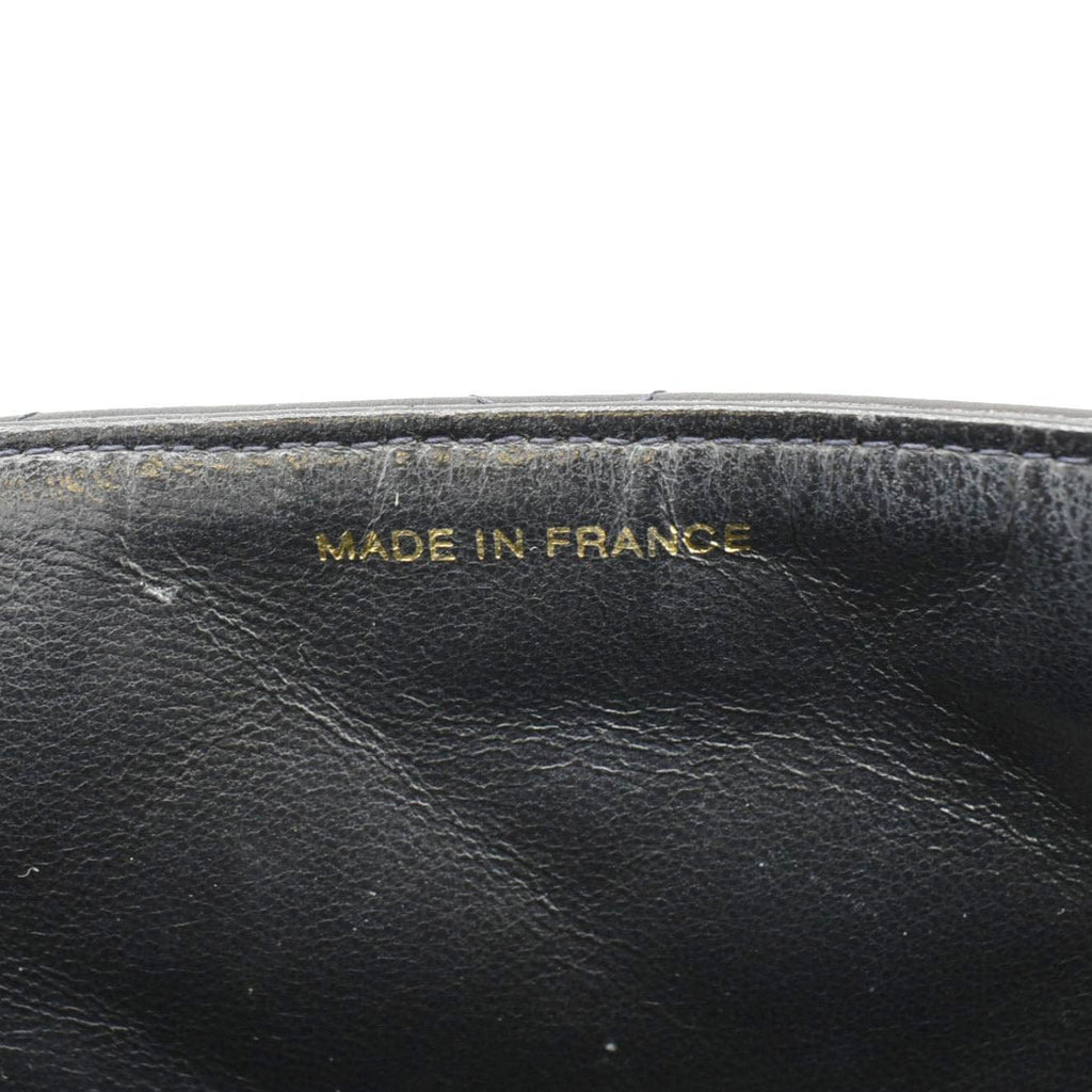 CHANEL Square CC Flap Vintage Quilted Leather Shoulder Bag Black