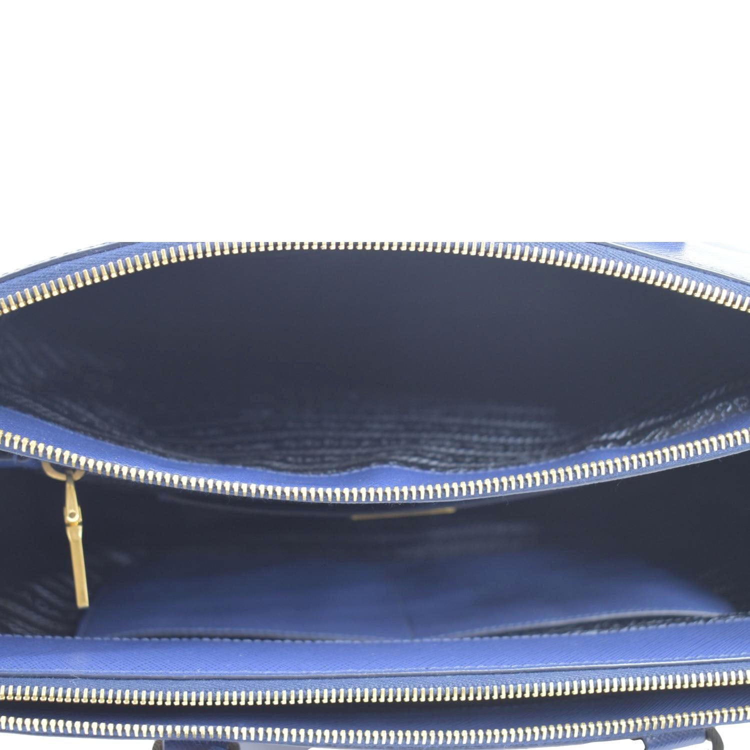 PRADA Galleria Double-Zip small Saffiano Leather Tote Bag Navy Blue