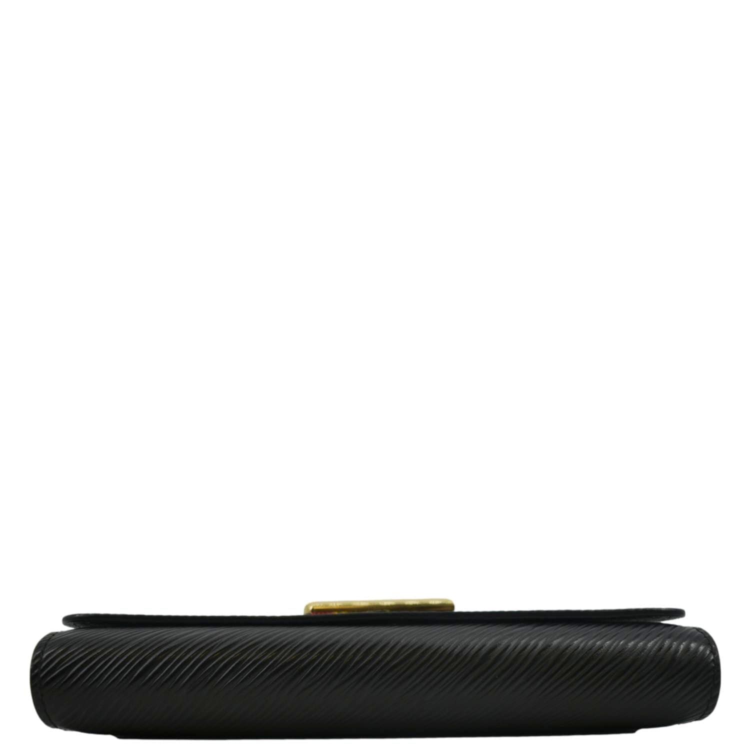 LOUIS VUITTON Twist Sequin Bird Epi Leather Chain Clutch Black