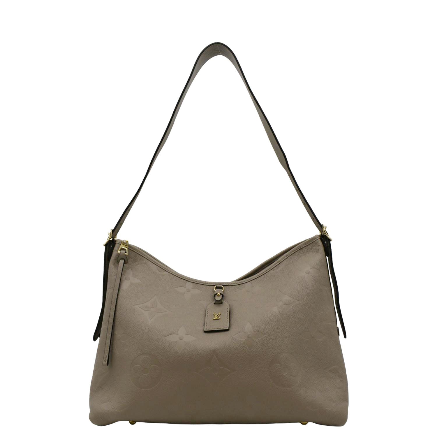 LOUIS VUITTON Carryall MM Monogram Empreinte Shoulder Bag Tourterelle Gray