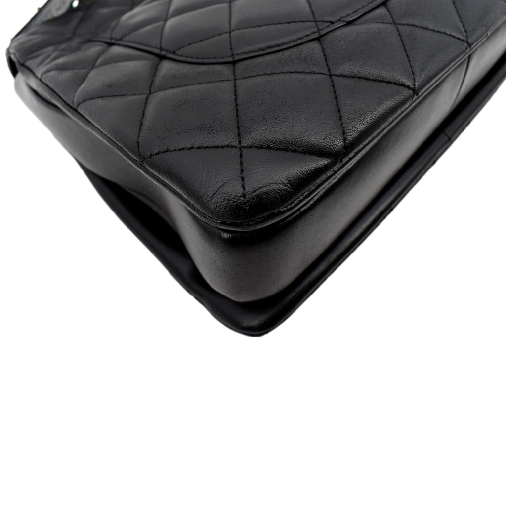 CHANEL Trendy CC Top Handle Flap Quilted Leather Shoulder Bag Black