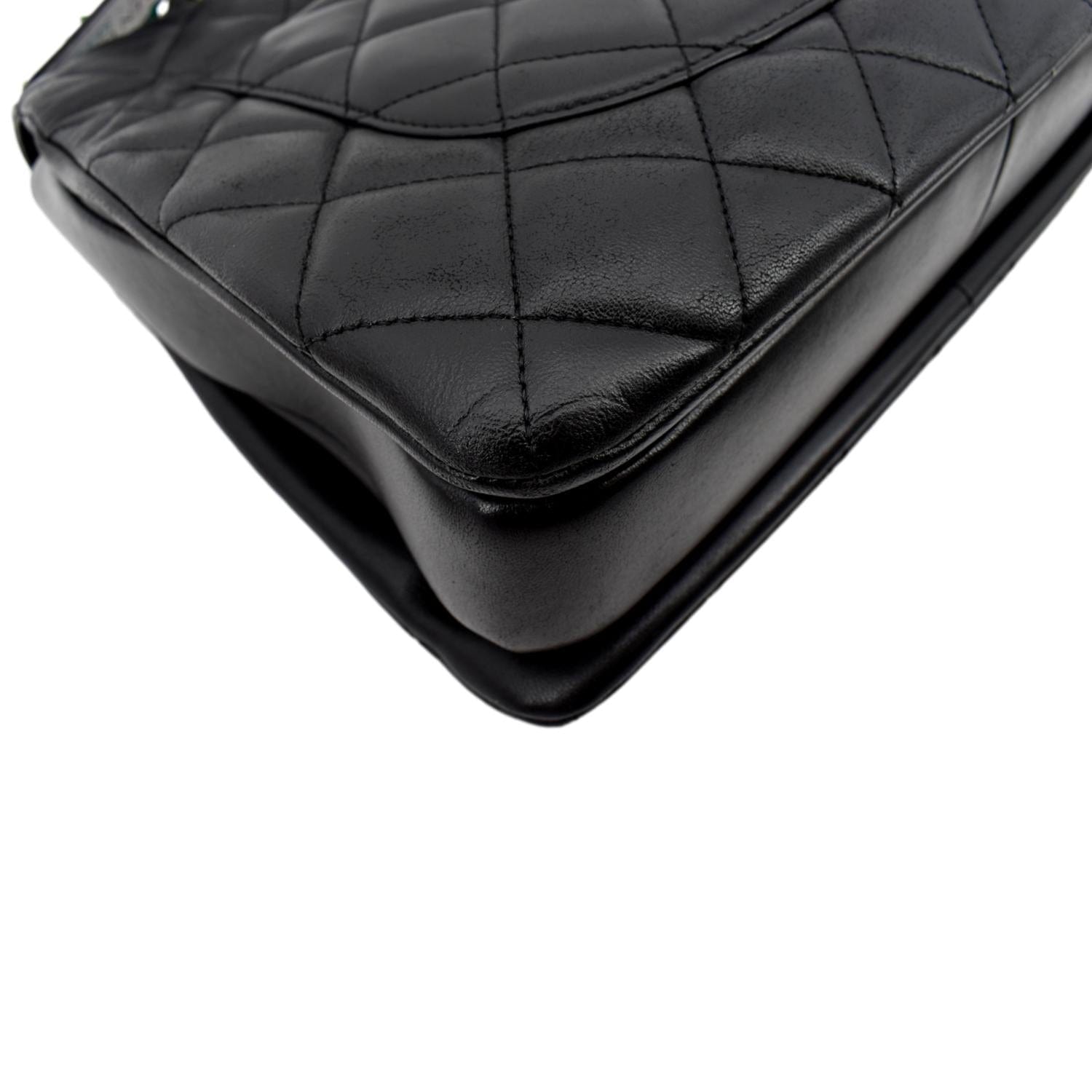 CHANEL Trendy CC Top Handle Flap Quilted Leather Shoulder Bag Black