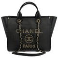 CHANEL Studded Deauville Caviar Leather Tote Bag Black - Hot Deals