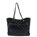 CHANEL Chic Glitter Large Patent Leather Tote Bag Blue