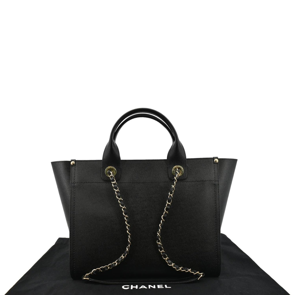 CHANEL Studded Deauville Caviar Leather Tote Bag Black - Hot Deals
