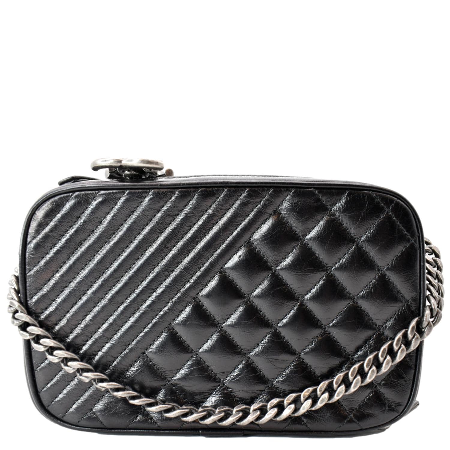 CHANEL Coco Boy Small Quilted Lambskin Camera Case Shoulder Bag Black - Hot Deals
