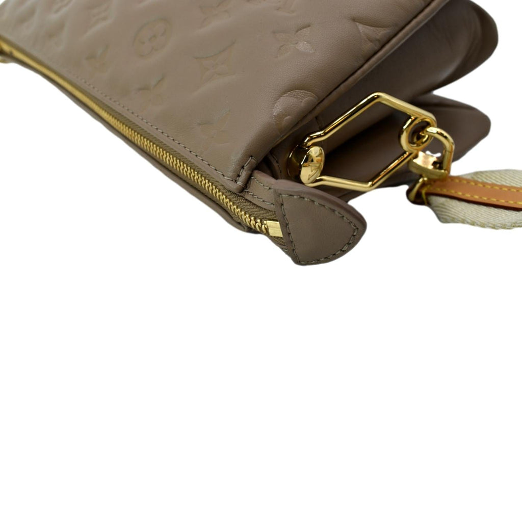 LOUIS VUITTON Coussin PM Monogram Embossed Shoulder Bag Taupe