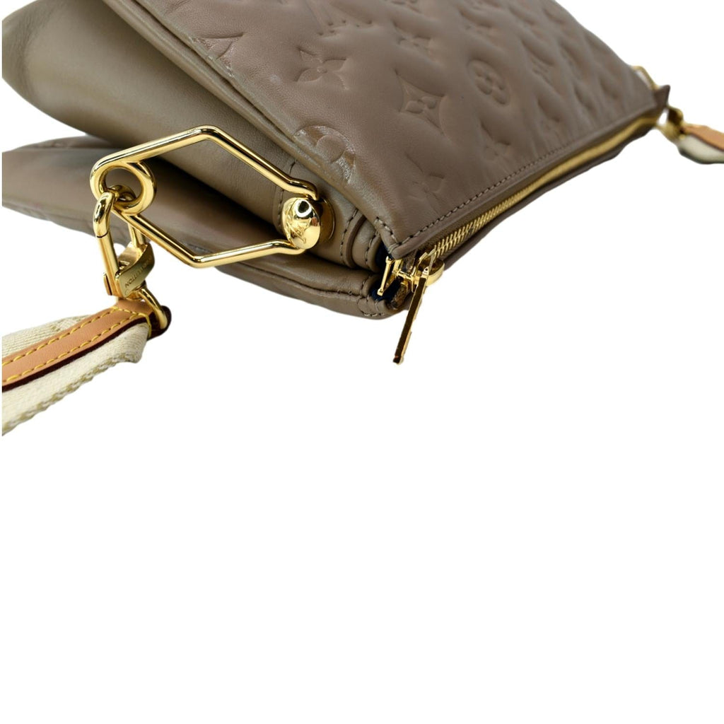 LOUIS VUITTON Coussin PM Monogram Embossed Shoulder Bag Taupe