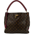 LOUIS VUITTON Gaia Ostrich Monogram Canvas Shoulder Bag Brown