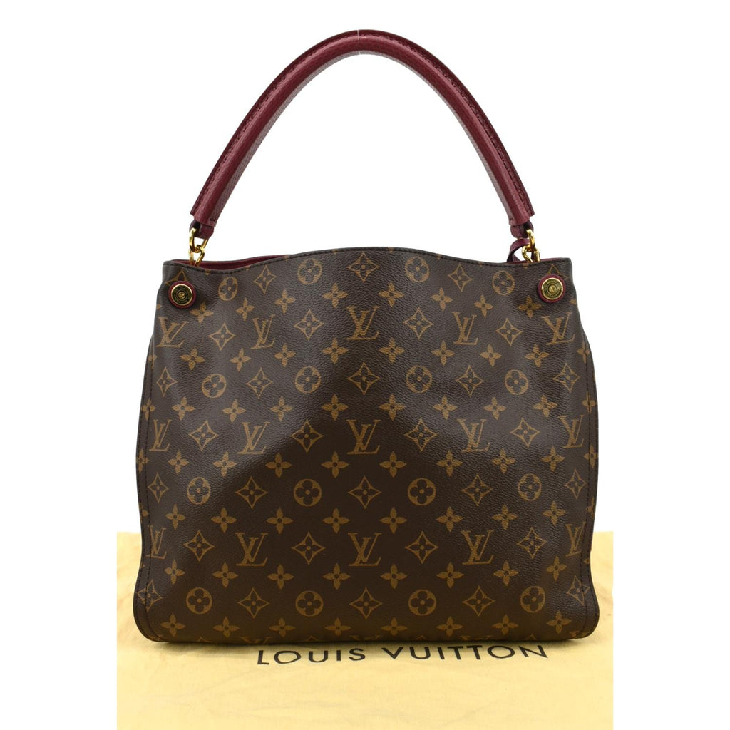 LOUIS VUITTON Gaia Ostrich Monogram Canvas Shoulder Bag Brown