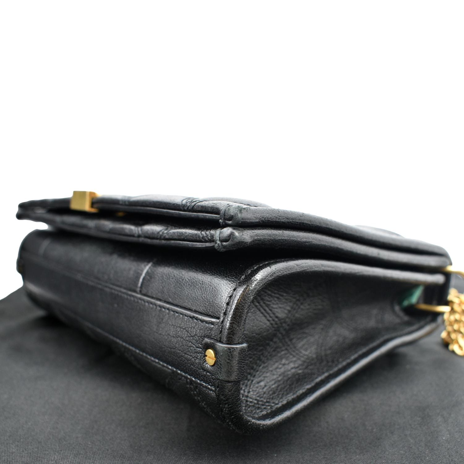 YVES SAINT LAURENT Becky Quilted Leather Shoulder Chain Bag Black