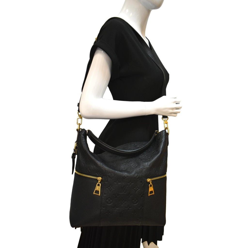 LOUIS VUITTON Melie Empreinte Leather Hobo Shoulder Bag Black