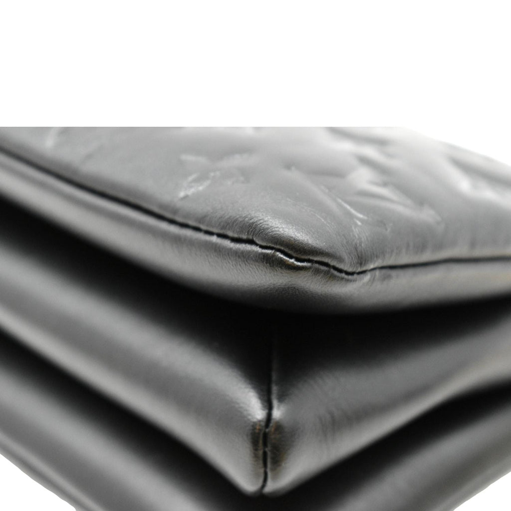 LOUIS VUITTON Coussin BB Monogram Embossed Leather Shoulder Bag Black