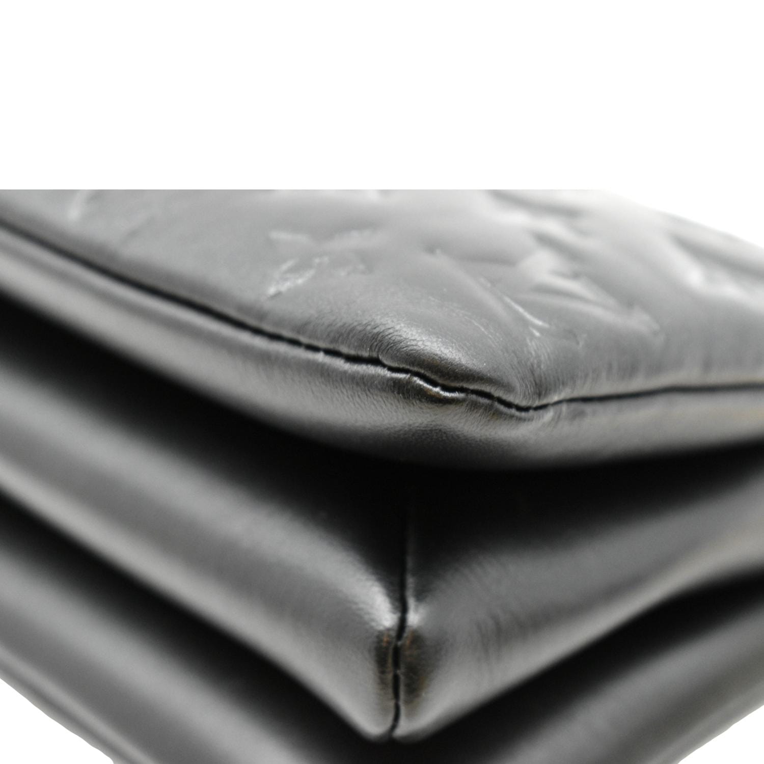 LOUIS VUITTON Coussin BB Monogram Embossed Leather Shoulder Bag Black