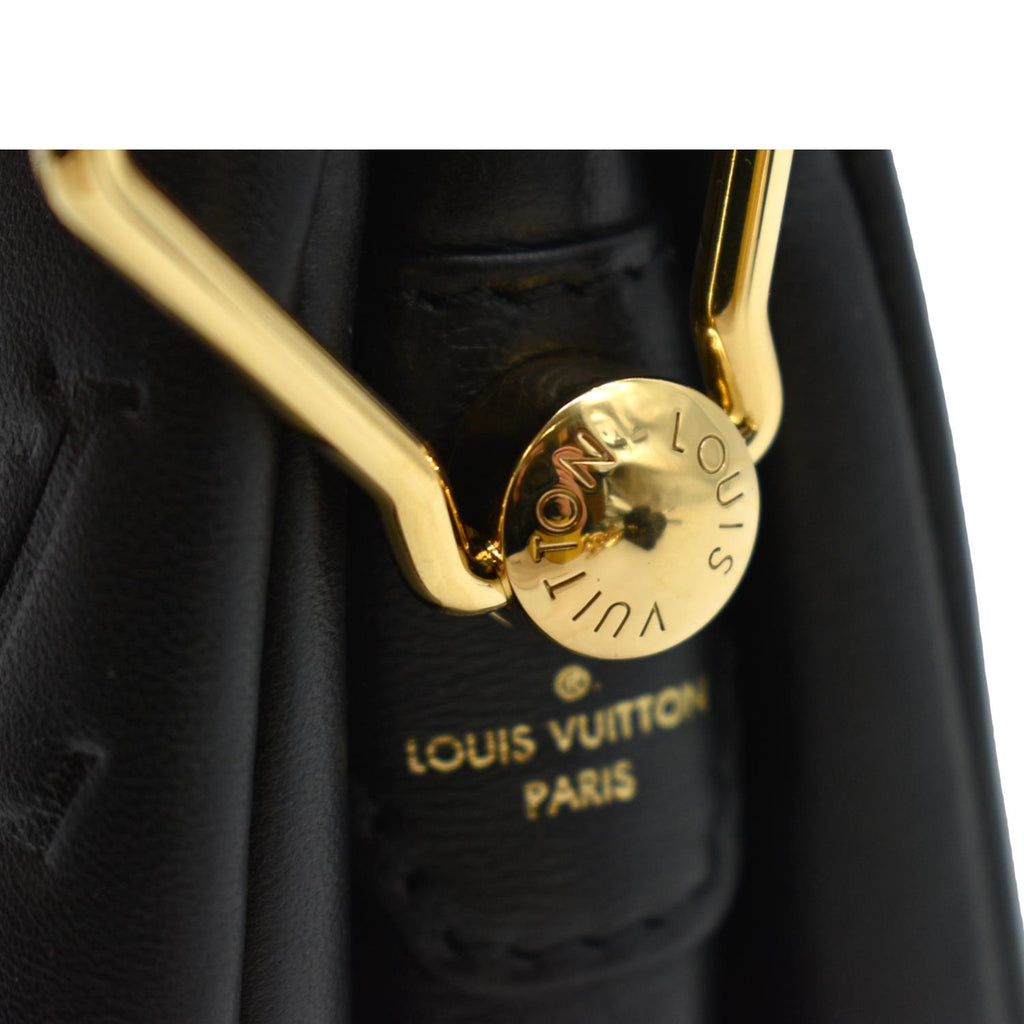 LOUIS VUITTON Coussin BB Monogram Embossed Leather Shoulder Bag Black