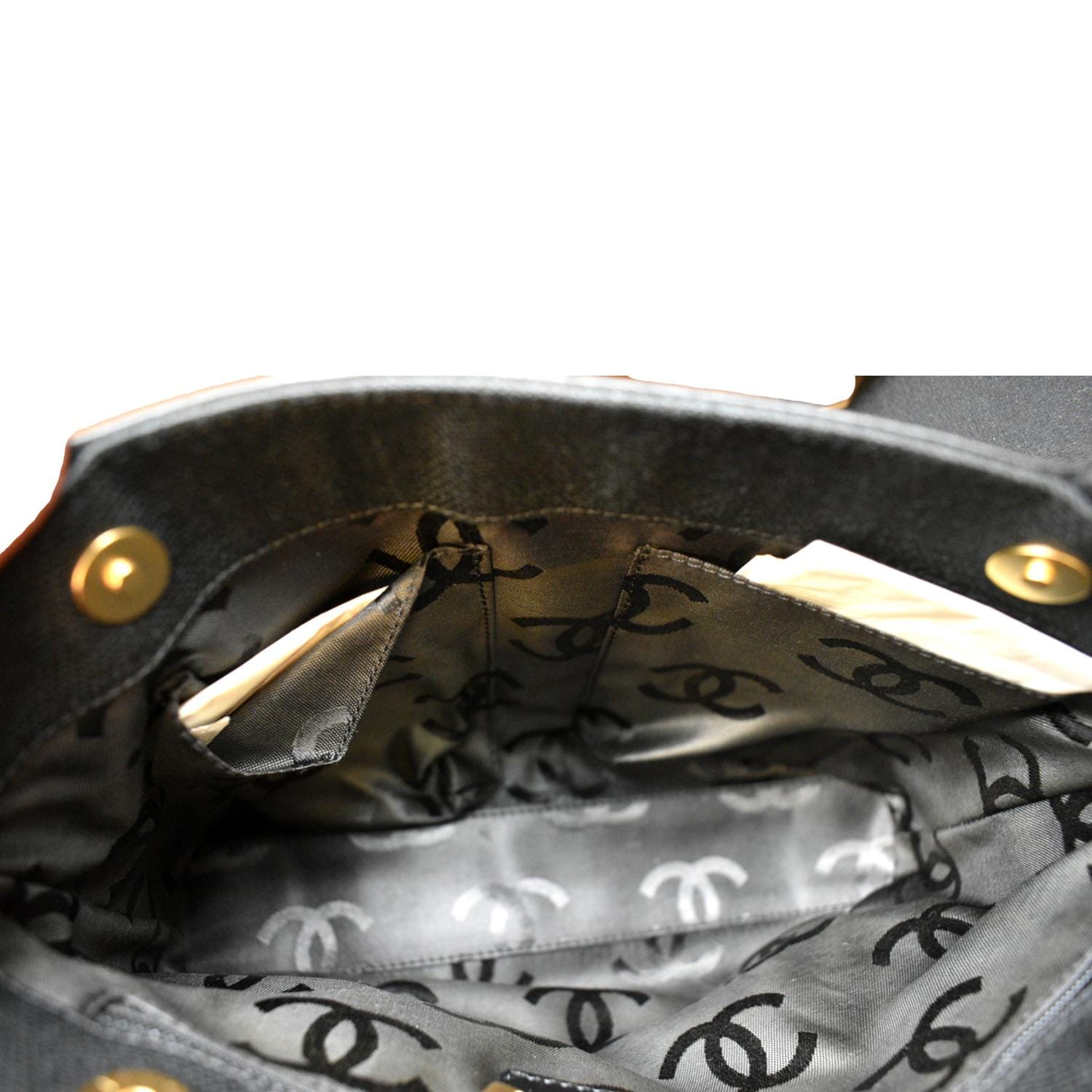 CHANEL Canvas Leather Tote Bag Black
