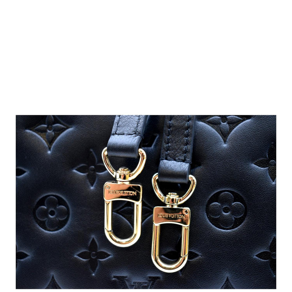 LOUIS VUITTON Coussin BB Monogram Embossed Leather Shoulder Bag Black