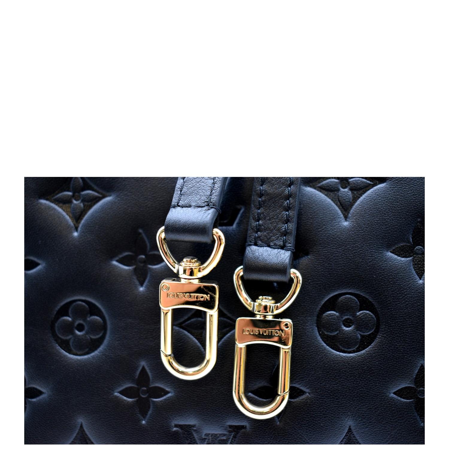 LOUIS VUITTON Coussin BB Monogram Embossed Leather Shoulder Bag Black