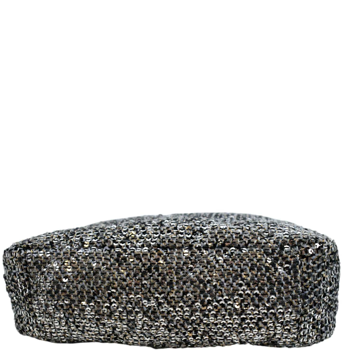 CHANEL 19 Flap Medium Sequin Shoulder Bag Silver
