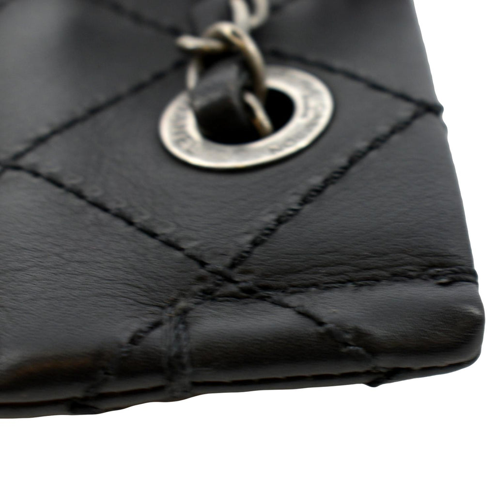 CHANEL Stitched CC Pocket Leather Shoulder Bag Black