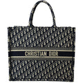 CHRISTIAN DIOR Large Book Oblique Embroidered Canvas Tote Bag Multicolor