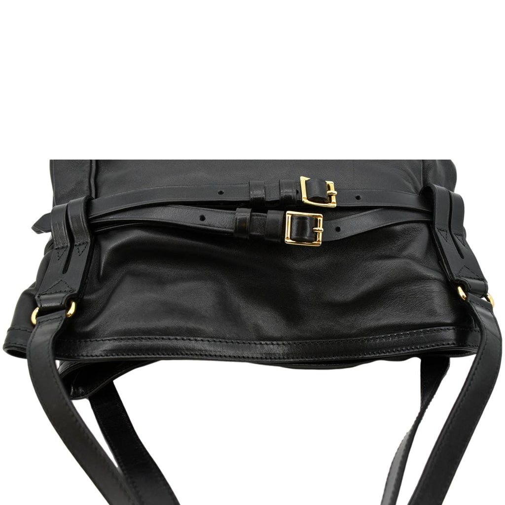 BURBERRY Bridle Lynher Calfskin Leather Tote Shoulder Bag Black