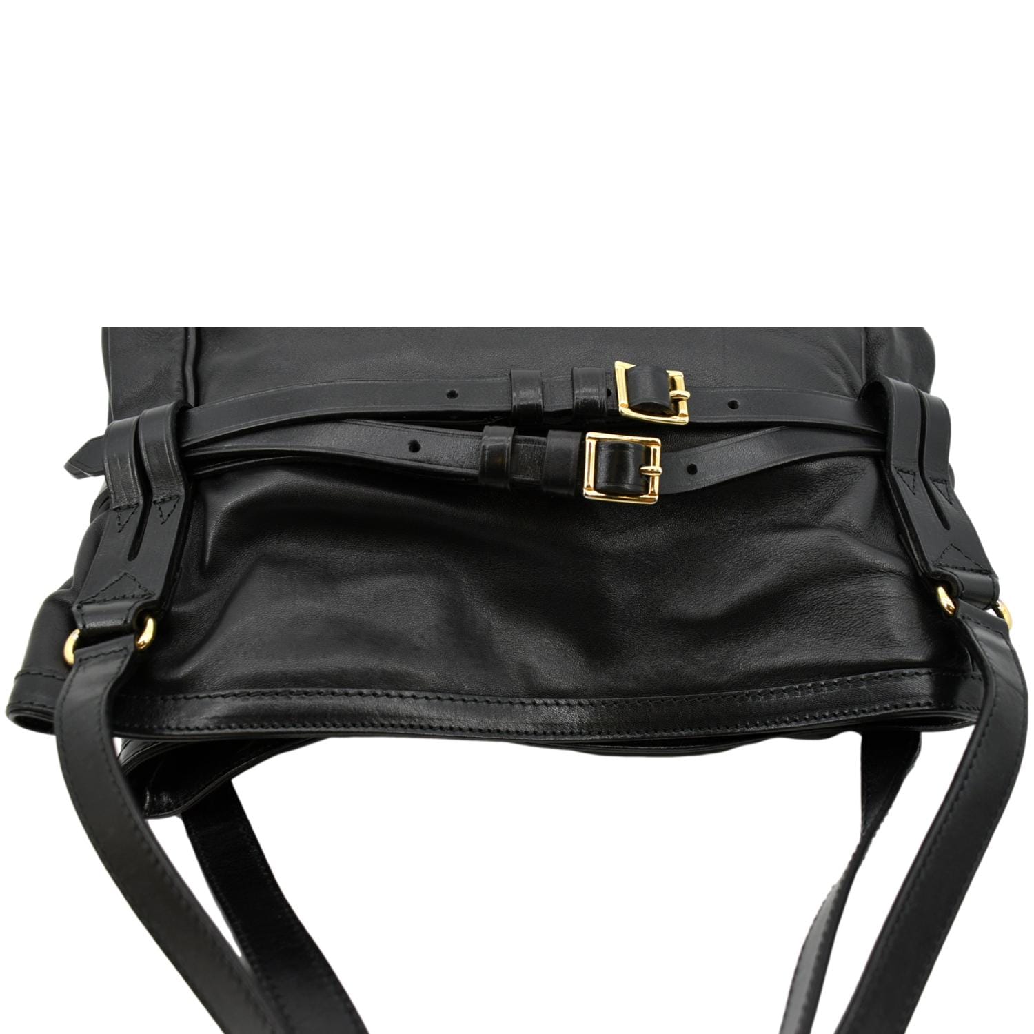 BURBERRY Bridle Lynher Calfskin Leather Tote Shoulder Bag Black