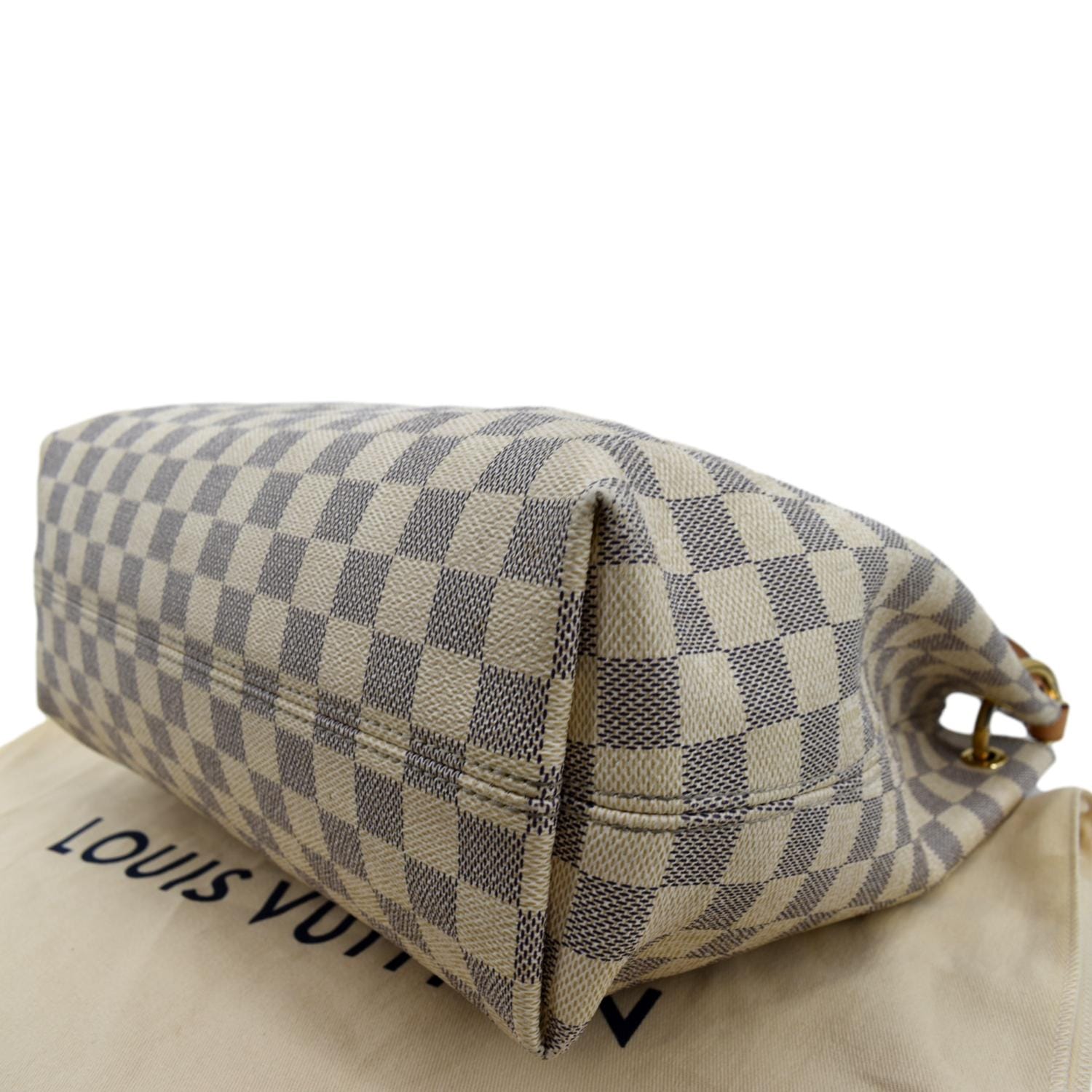 LOUIS VUITTON Graceful PM Damier Azur Hobo Shoulder Bag White