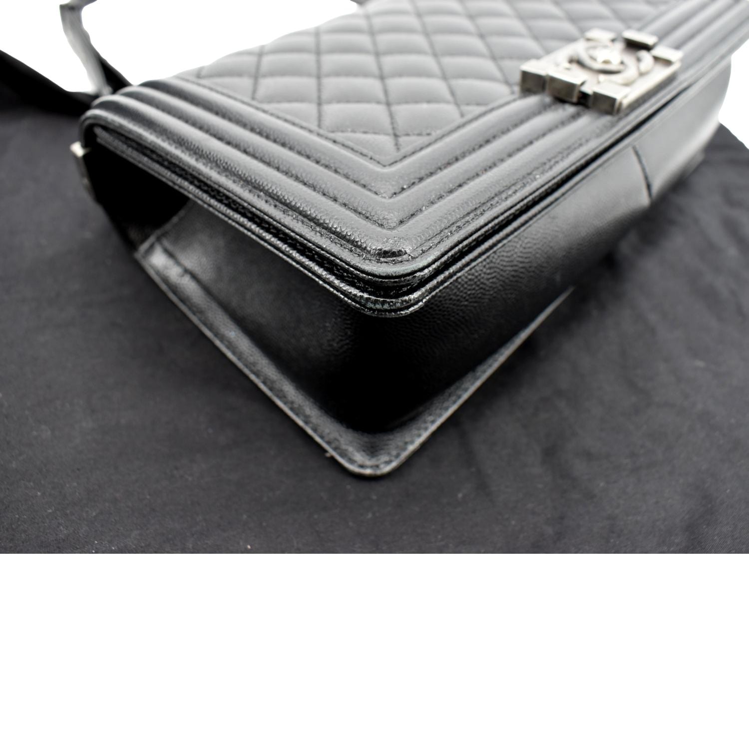 CHANEL Medium Boy Flap Caviar Leather Shoulder Bag Black