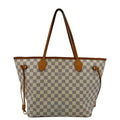 LOUIS VUITTON Neverfull MM Damier Azur Shoulder Bag White