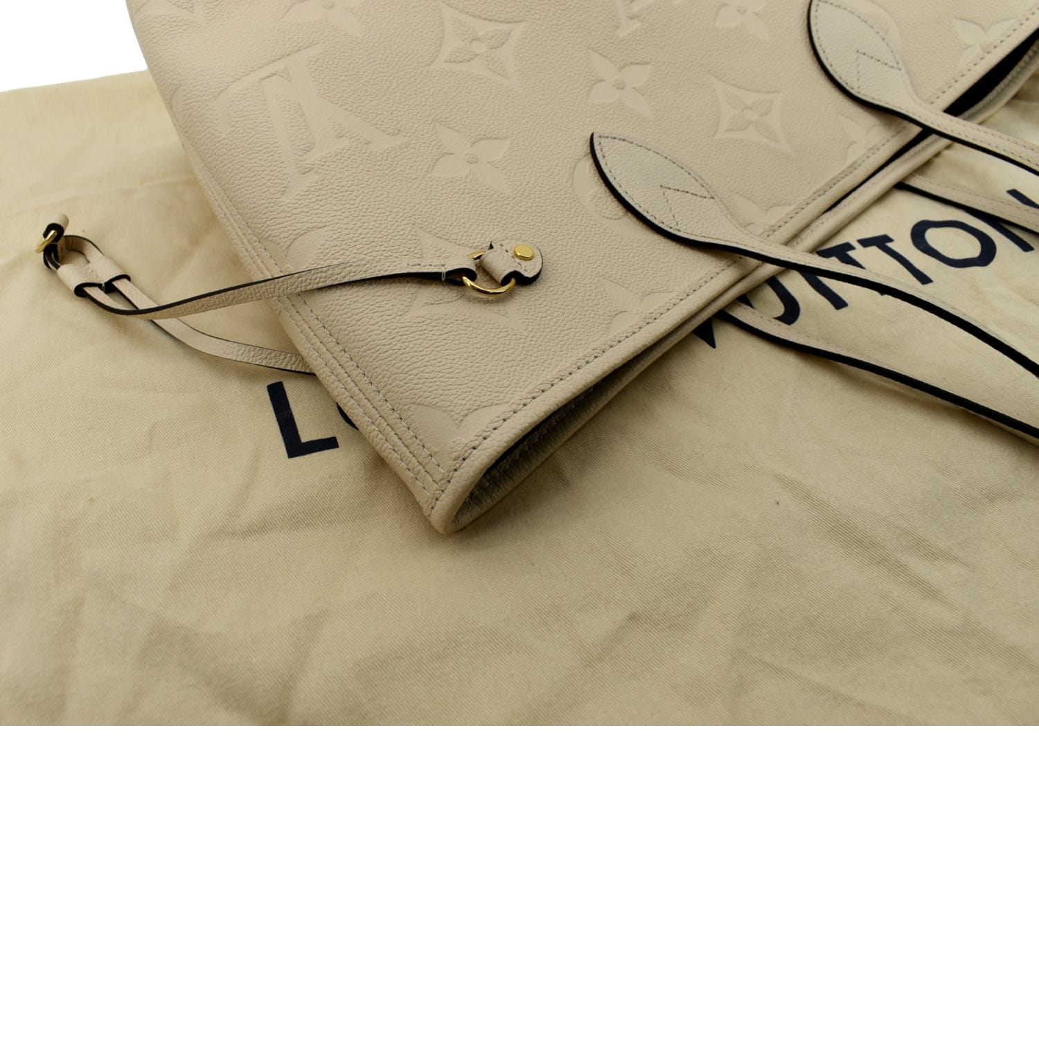 LOUIS VUITTON  Neverfull MM Monogram Empreinte Tote Bag Tourterelle