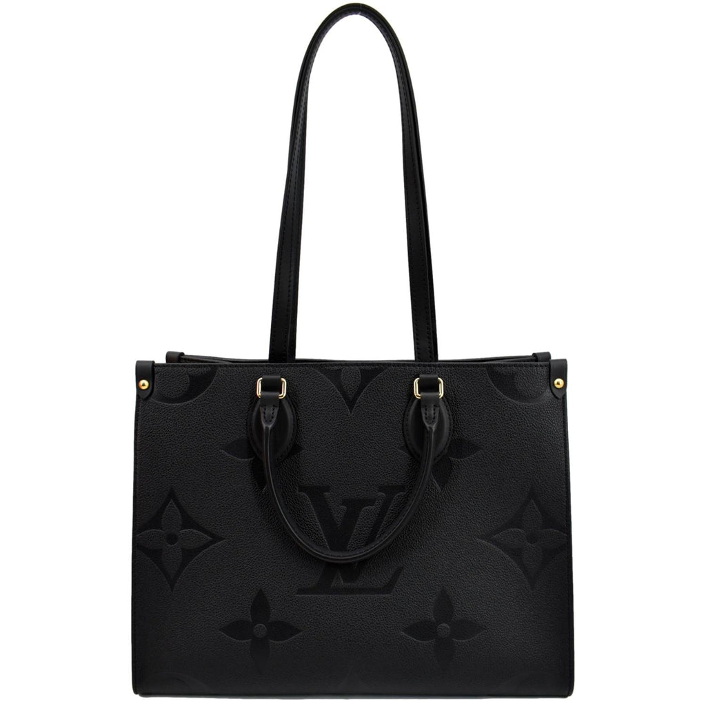LOUIS VUITTON Onthego MM Monogram Empreinte Leather Shoulder Bag Black