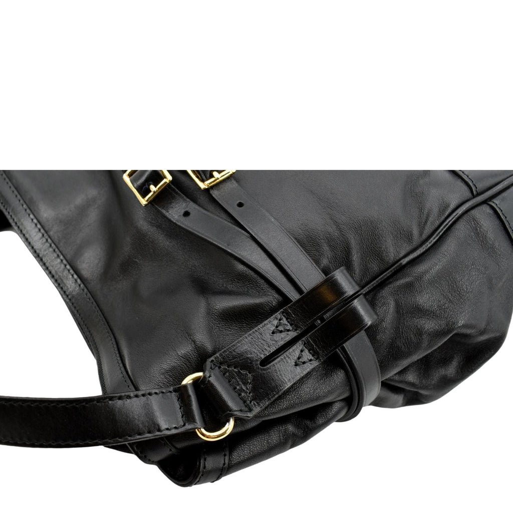 BURBERRY Bridle Lynher Calfskin Leather Tote Shoulder Bag Black