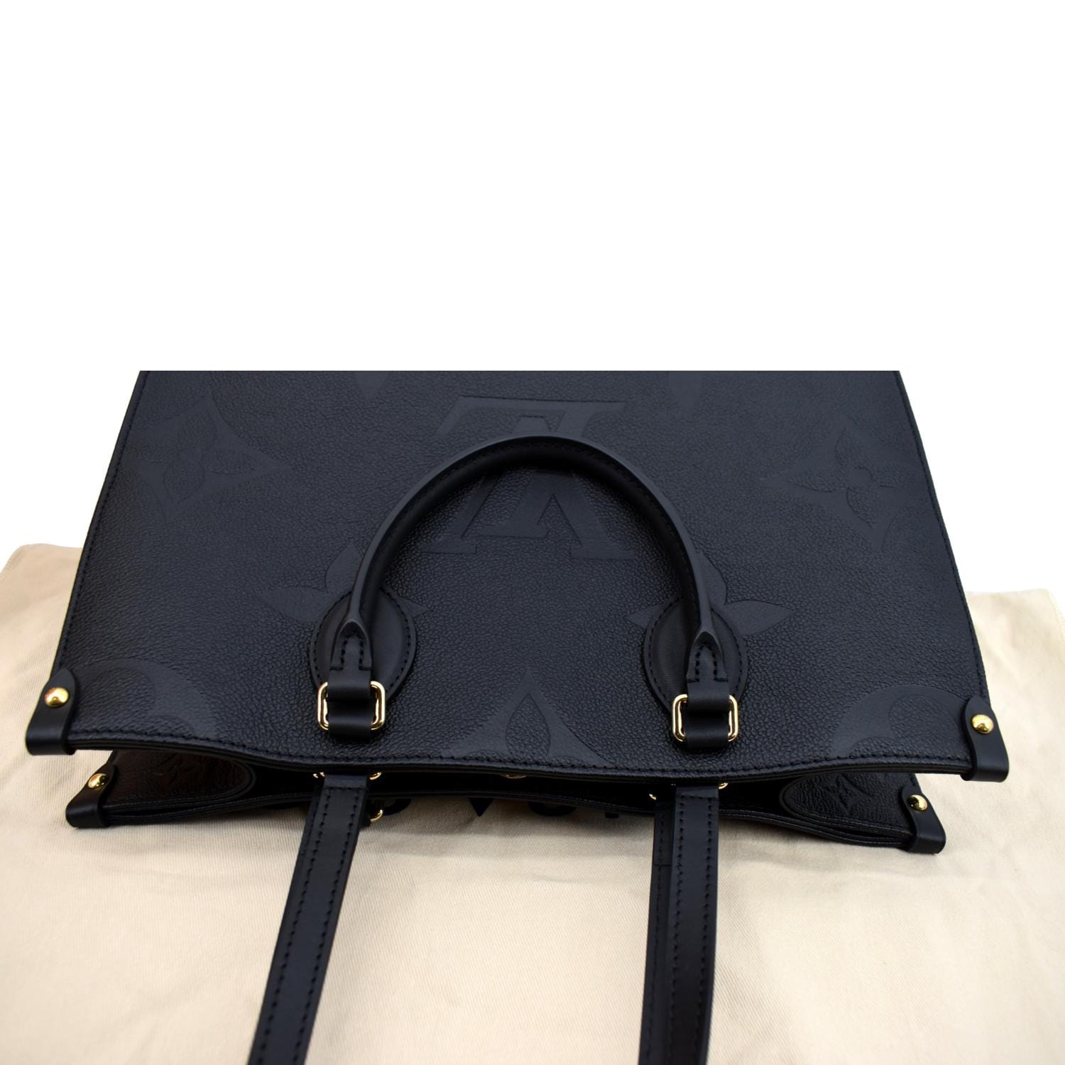 LOUIS VUITTON Onthego MM Monogram Empreinte Leather Shoulder Bag Black