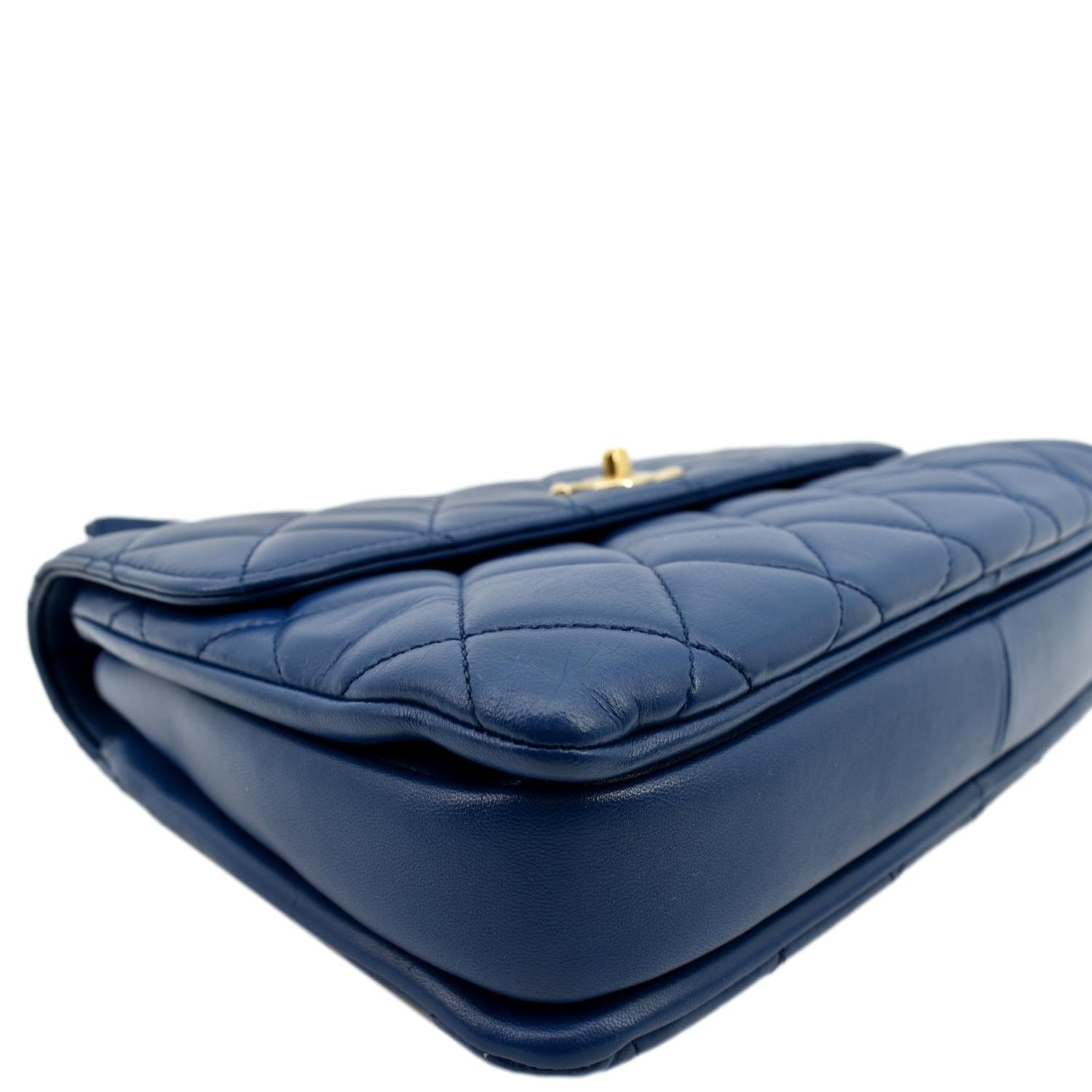CHANEL Medium Trendy CC Flap Quilted Lambskin Shoulder Bag Blue