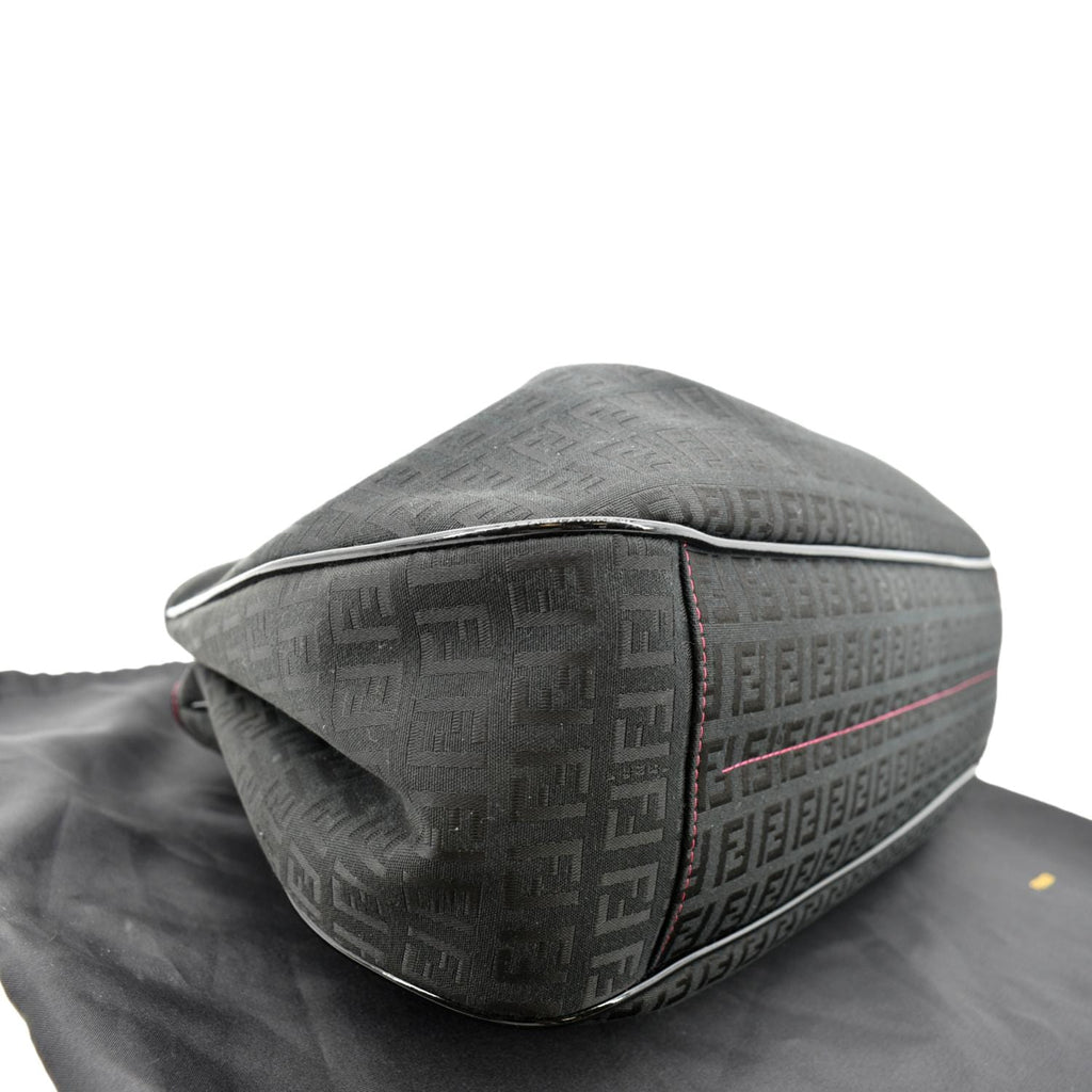 FENDI Zucchino Print Canvas Shopping Tote Bag Black