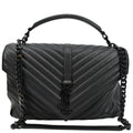 YVES SAINT LAURENT College Large Lambskin Leather Shoulder Chain Bag Black