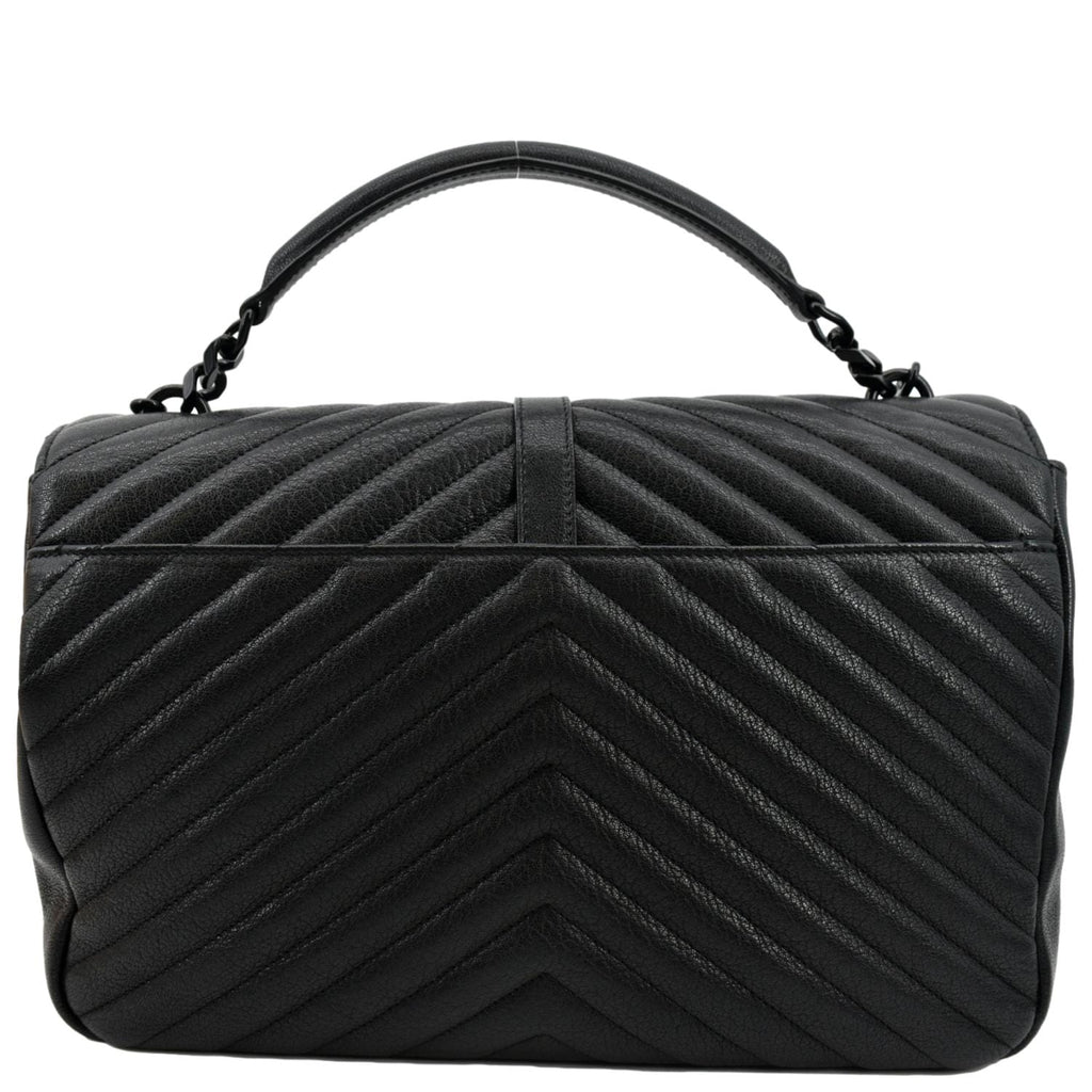 YVES SAINT LAURENT College Large Lambskin Leather Shoulder Chain Bag Black